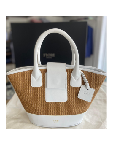 Sac Rafia Blanc camel.