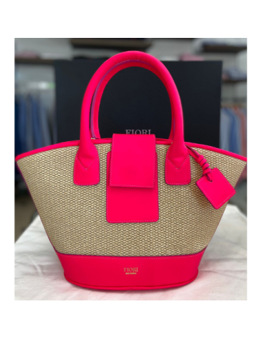 Sac Rafia rose fluo.